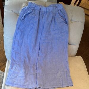 Blue Women's wide leg linen pants